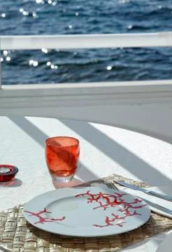 Table on the sea Stock Photos