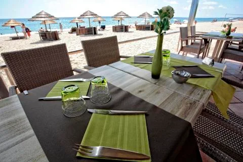 Table on the sea Stock Photos