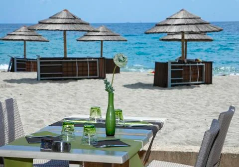 Table on the sea Stock Photos