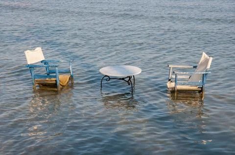 Table in the sea Stock Photos