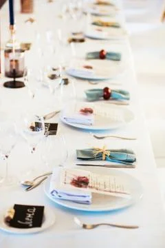 Table served for a banquet Foto stock