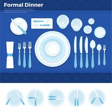 Table served for formal dinner Stock Illustration