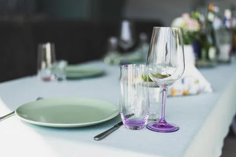 Table served in modern stylish dining room Stock Photos