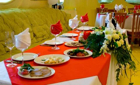 Table served in the restaurant Stock Photos