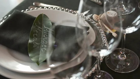 Table Served In The Restaurant. Preparing For Wedding. Stock-Footage 109370568