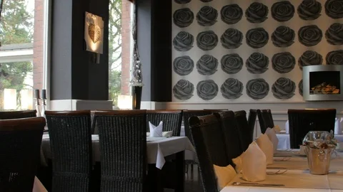 Table served for Wedding dinner in living room Stock Footage 89914866