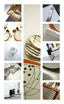 Table set and cutlery Stock Photos