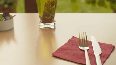 Table set for breakfast Stock Footage 137628832