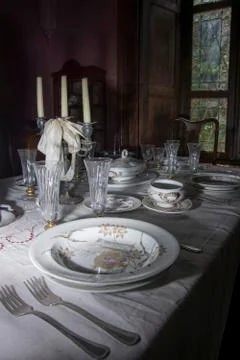 Table set in a castle Stock-Fotos
