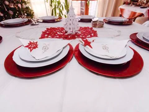 Table set for christmas dinner Foto stock