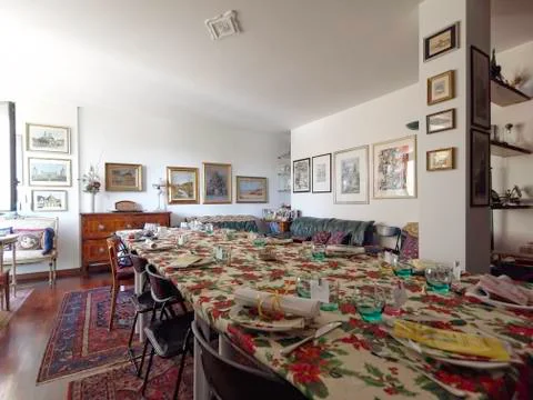 Table set for christmas dinner Stock Photos