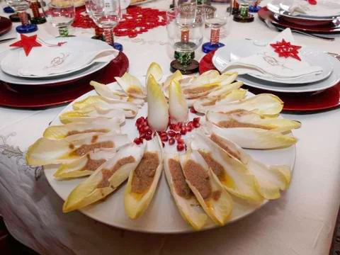 Table set for christmas dinner Stock Photos