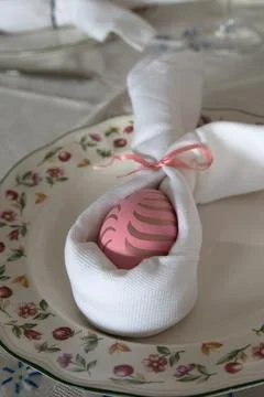 Table set with easter pattern Stock Photos