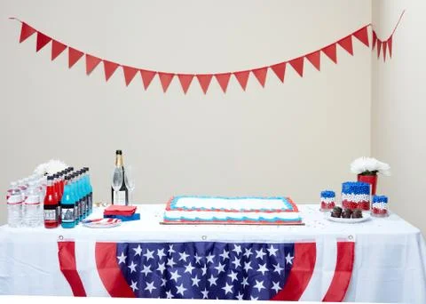 Table set for election rally Stock Photos