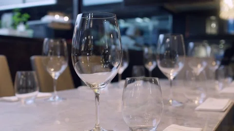 Table set at elegant restaurant Stock Footage 78374050