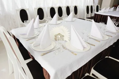 Table set for event. An empty restaurant. Stock Photos