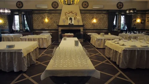 Table set for an event party or wedding reception 스톡 동영상 127045059