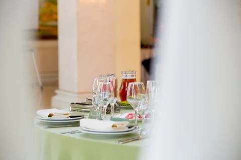Table set for an event party or wedding reception, Stock Photos