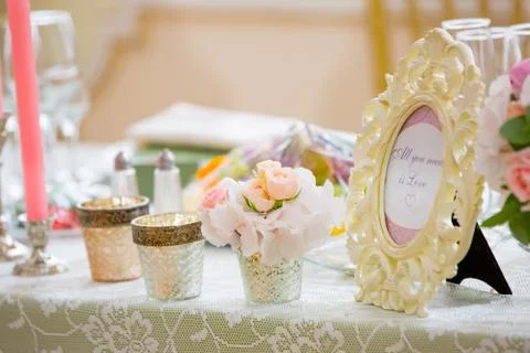 Table set for an event party or wedding reception, 库存照片