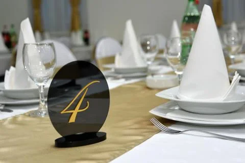 Table set for an event party or wedding reception Stock Photos