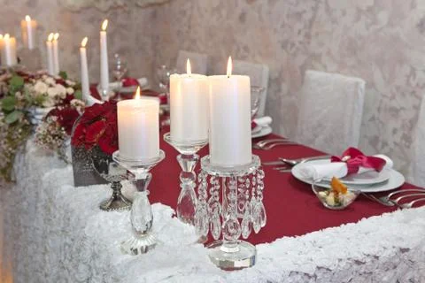 Table set for an event party or wedding reception Stock Photos
