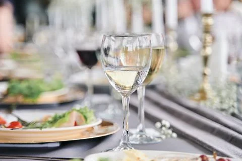 Table set for an event party or wedding reception. Foto stock
