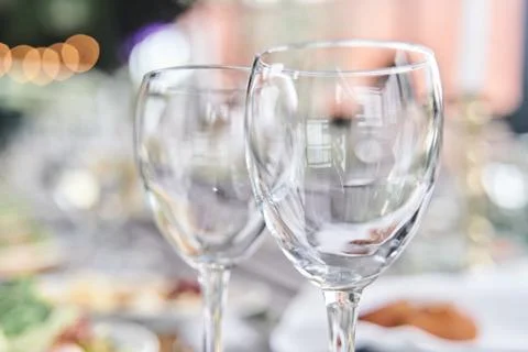 Table set for an event party or wedding reception. Stock Photos