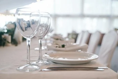 Table set for an event party or wedding reception. Foto stock