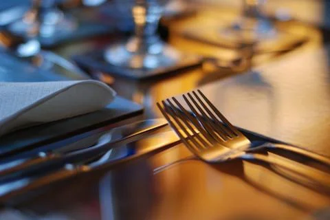 Table set for fine dining Stock Photos
