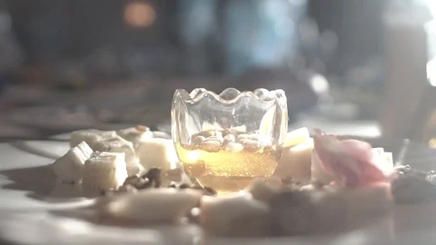 Table set for the holiday. snacks prepared for food. waiting for guests. Stock Footage 123540909