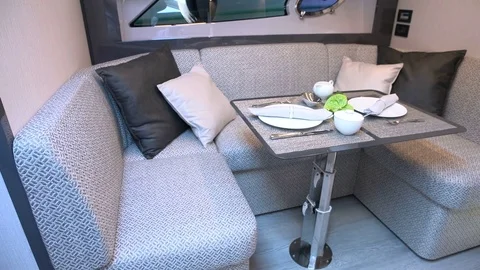 Table set for lunch on a yacht Stock Footage 72299289