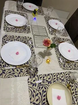 Table set up for mealtime Stock Photos