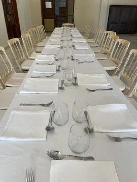 Table set for a party or a wedding. elegant luxury table for dining Stock Photos