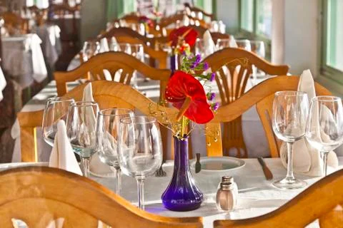 Table is set in a restaurant Stock Photos