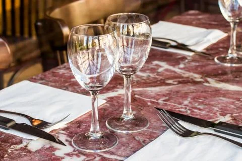 Table set in a resturant Stock Photos