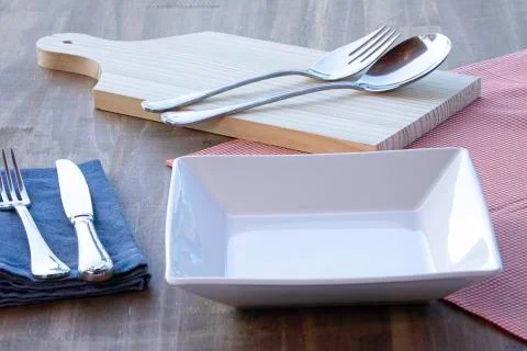 Table set for simple lunch in restaurant. Stock Photos