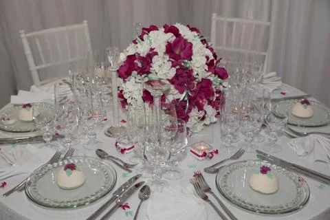 Table set for a special event or function Stock Photos