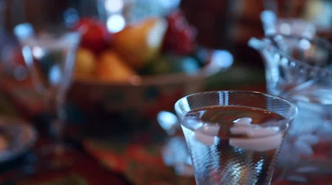 Table set for thanksgiving dinner Stock Footage 32906428
