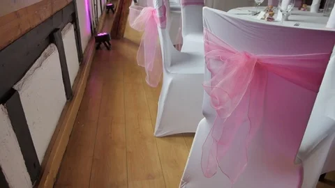 Table set for wedding or another catered event dinner Stock Footage 75882738