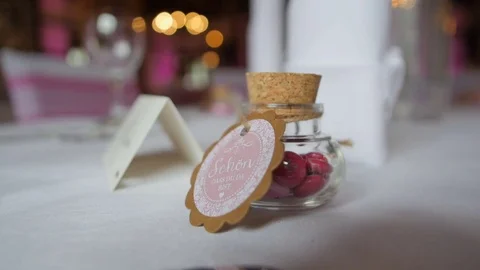 Table set for wedding or another catered event dinner Stock Footage 75883880