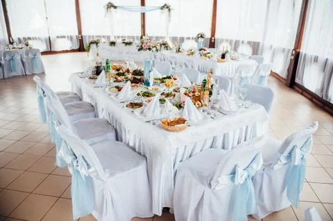Table set for wedding or another catered event Foto stock