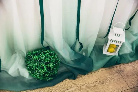 Table set for wedding or another event in green color Stock Photos