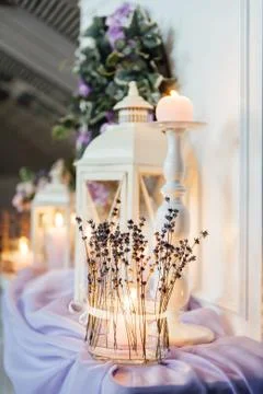 Table set for wedding or another catered event Stock Photos