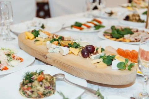 Table set for wedding or another catered event Foto stock