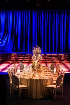 Table set for wedding or another catered event dinner Stock Photos