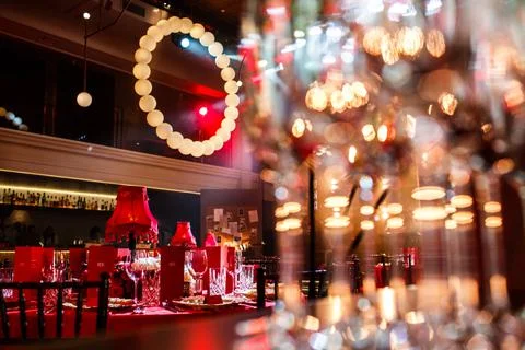 Table set for wedding or another catered event dinner Stock Photos