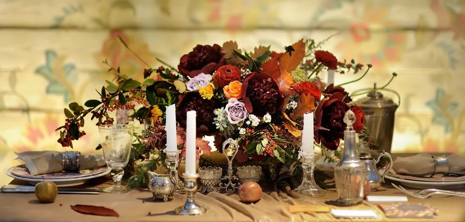 Table set for wedding reception or event party Stock Photos
