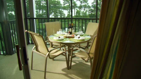 Table set with wine glasses and wine Stock Footage 57815672