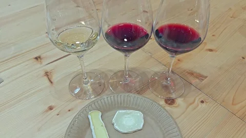 Table set for wine tasting with cheese, Provence, France Stock Footage 288039149