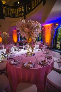 Table setting and decoration of the festive table. Stock Photos